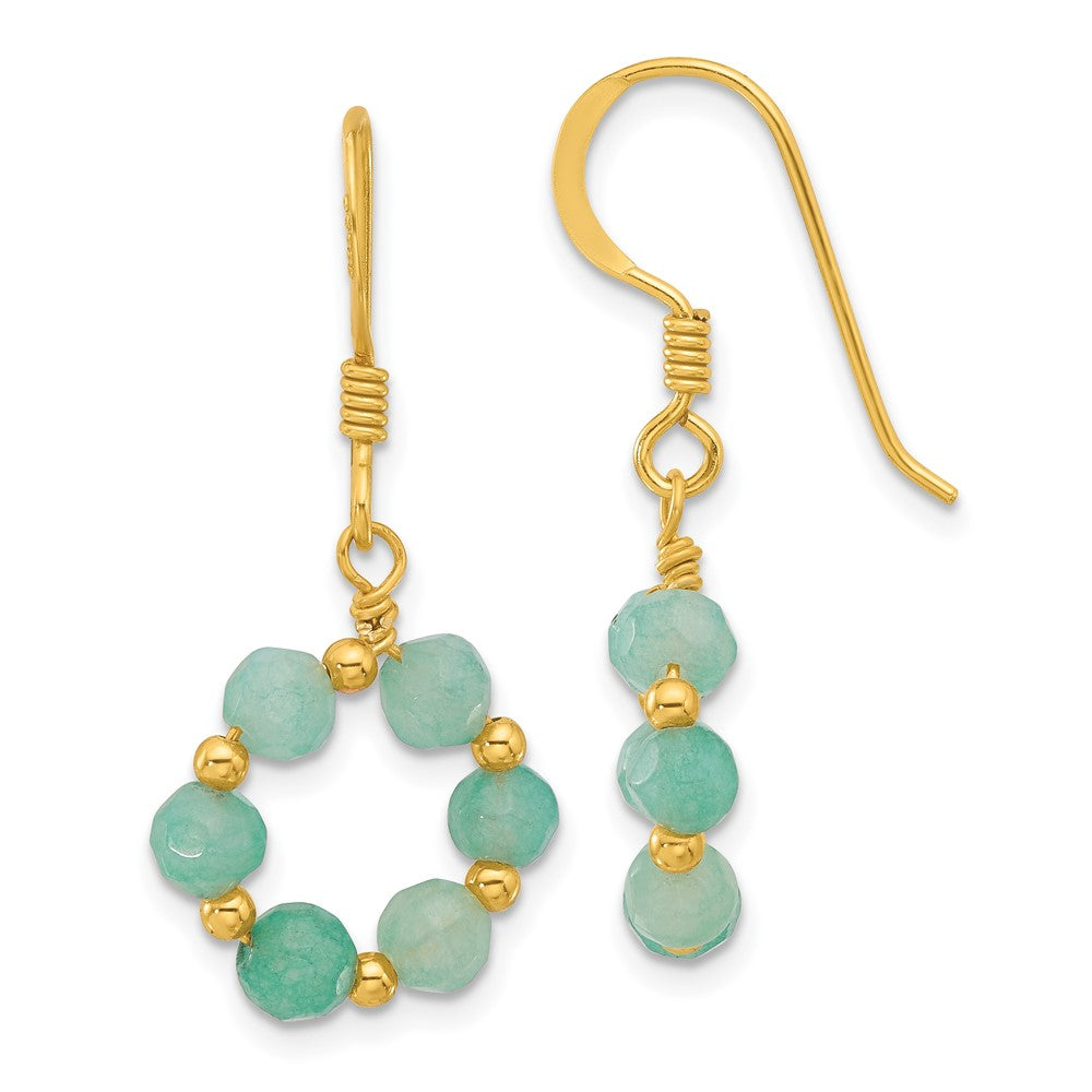 Yellow Gold-plated Sterling Silver Amazonite Dangle Earrings