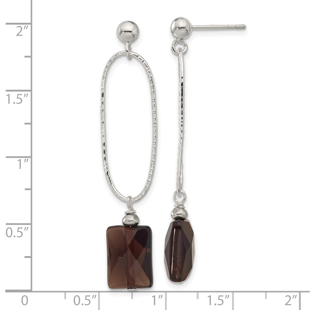 Sterling Silver Faceted Smokey Quartz Dangle Shepherd Hook Earrings