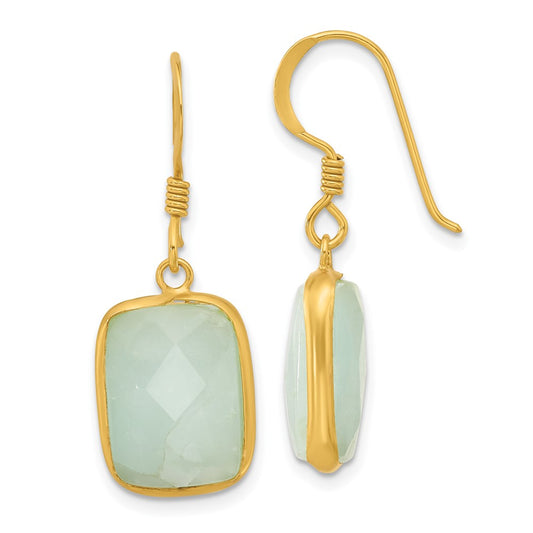 Yellow Gold-plated Sterling Silver Amazonite Dangle Earrings