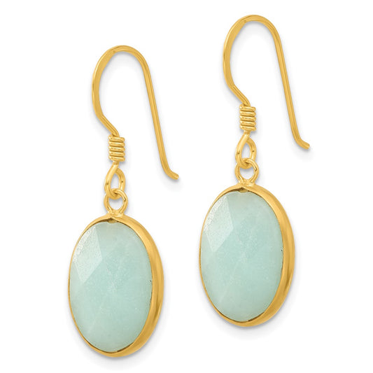 Yellow Gold-plated Sterling Silver Amazonite Dangle Earrings