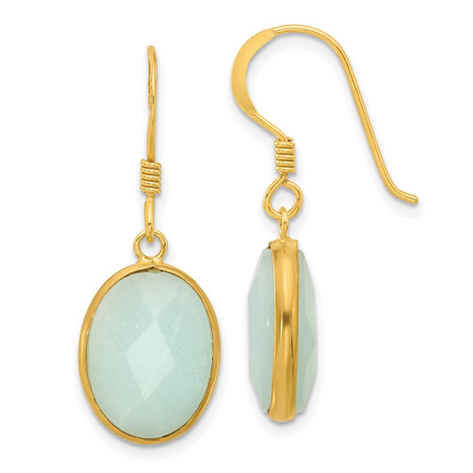 Yellow Gold-plated Sterling Silver Amazonite Dangle Earrings