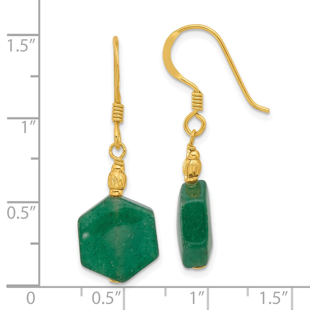 Yellow Gold-plated Sterling Silver Aventurine Dangle Earrings