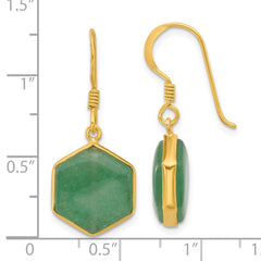 Yellow Gold-plated Sterling Silver Aventurine Dangle Earrings