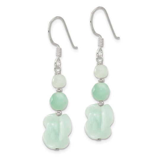 Sterling Silver Amazonite Rose Dangle Shepherd Hook Earrings