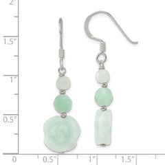 Sterling Silver Amazonite Rose Dangle Shepherd Hook Earrings