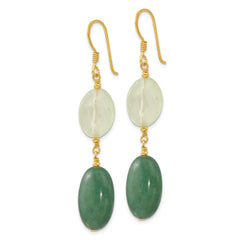 Yellow Gold-plated Sterling Silver Green Agate and Prehnite Earrings