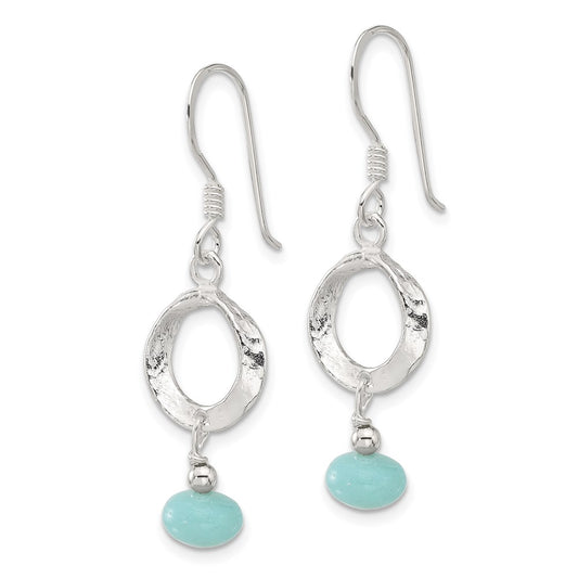 Sterling Silver Amazonite Dangle Shepherd Hook Earrings