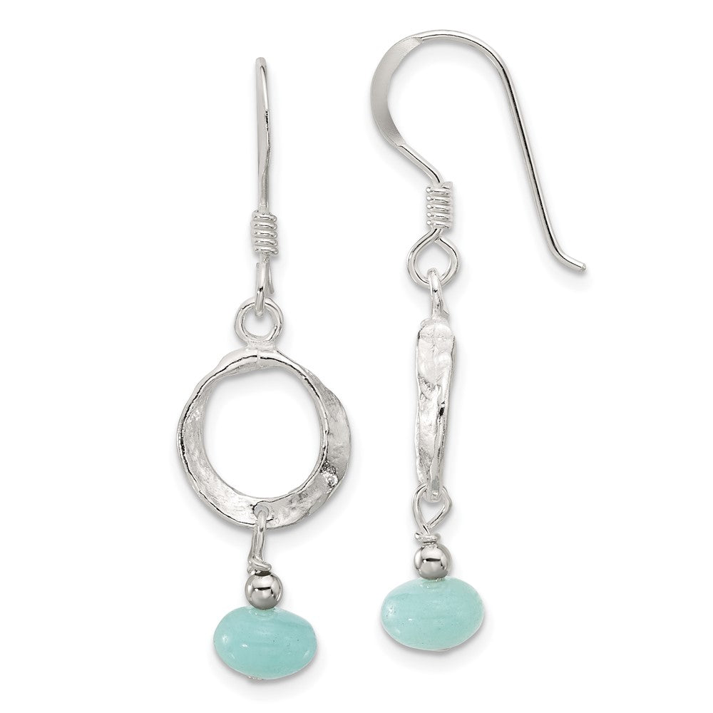 Sterling Silver Amazonite Dangle Shepherd Hook Earrings