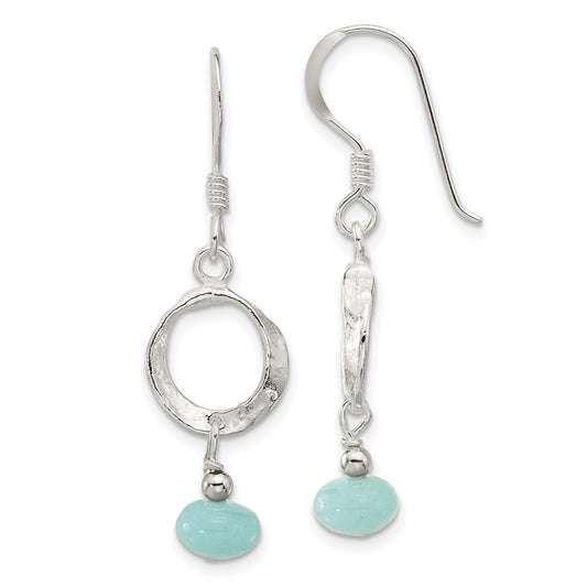 Sterling Silver Amazonite Dangle Shepherd Hook Earrings