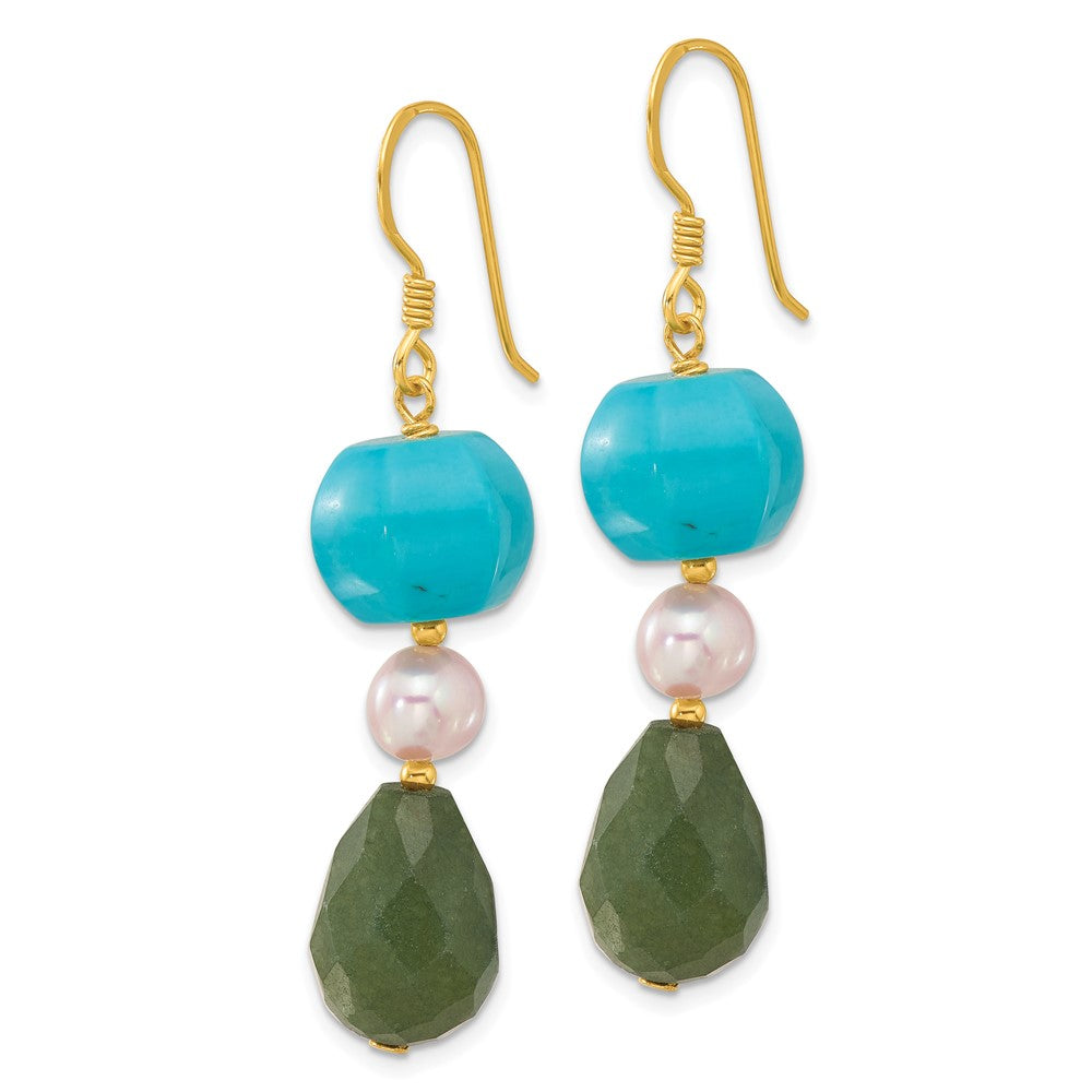Yellow Gold-plated Sterling Silver FWC Pearl Multi Stone Earrings