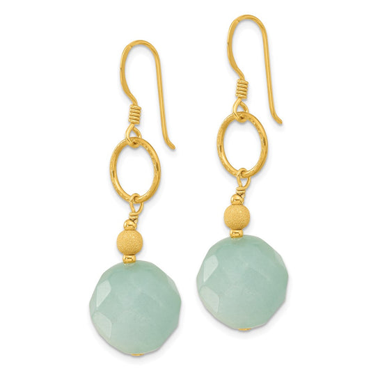 Yellow Gold-plated Sterling Silver Amazonite Dangle Earrings