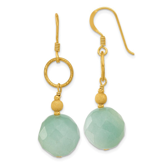 Yellow Gold-plated Sterling Silver Amazonite Dangle Earrings