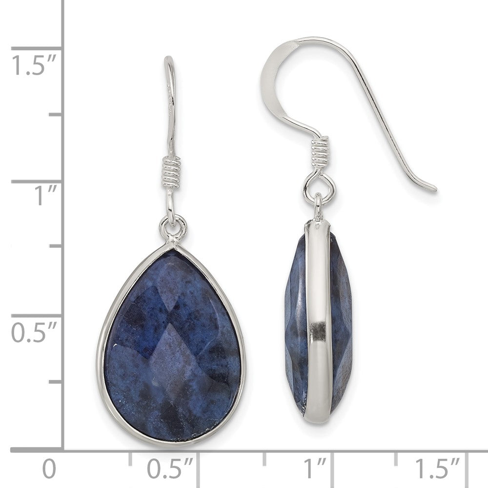 Sterling Silver Faceted Lapis Dangle Shepherd Hook Earrings