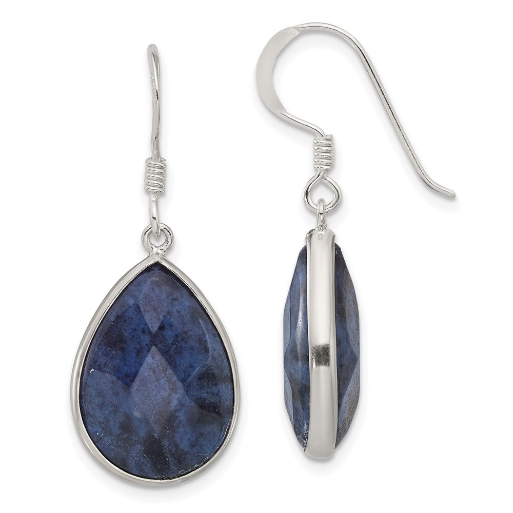 Sterling Silver Faceted Lapis Dangle Shepherd Hook Earrings