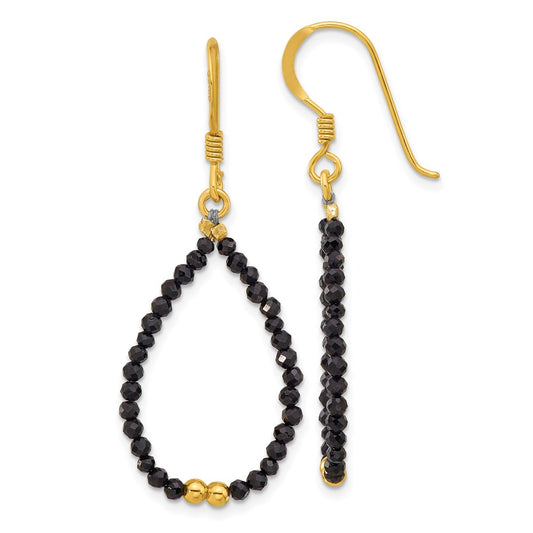 Yellow Gold-plated Sterling Silver Black Spinel Dangle Earrings