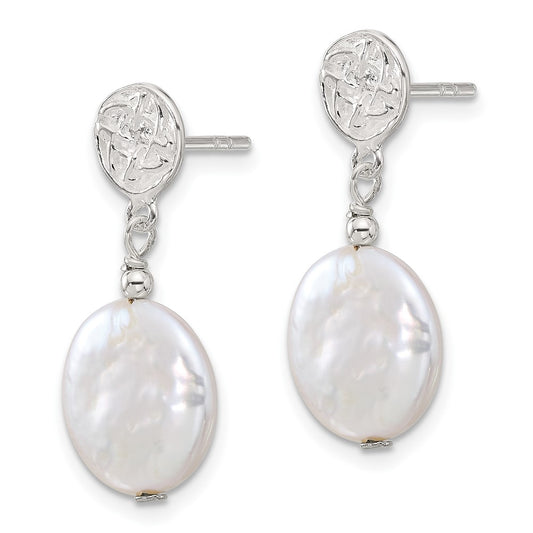 Sterling Silver FWC Pearl Post Dangle Earrings