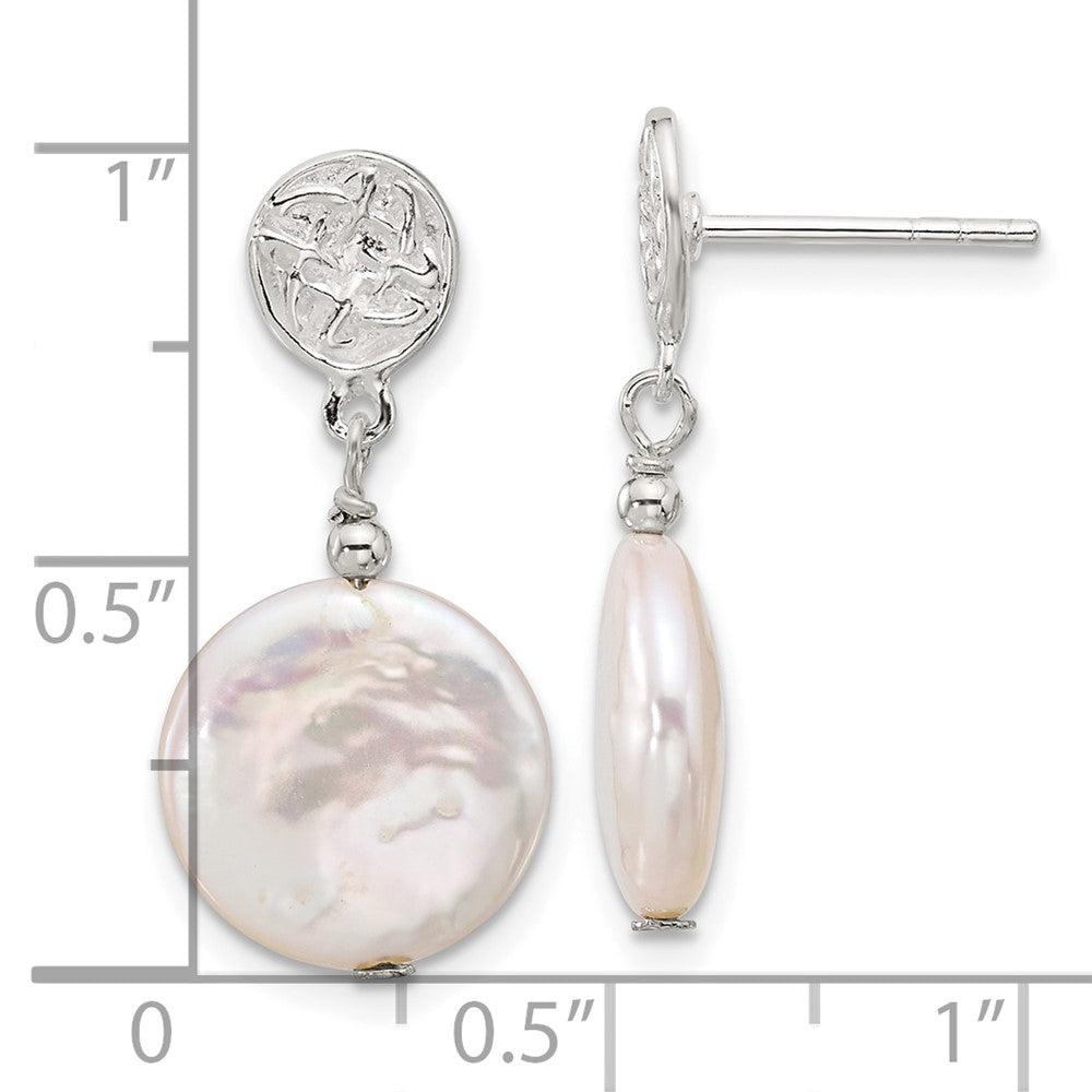 Sterling Silver FWC Pearl Post Dangle Earrings