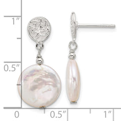 Sterling Silver FWC Pearl Post Dangle Earrings