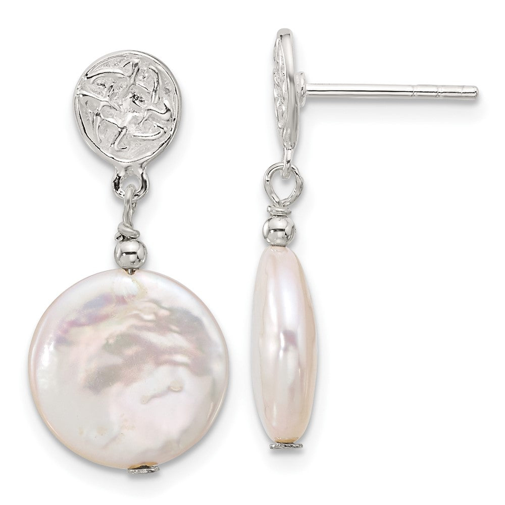 Sterling Silver FWC Pearl Post Dangle Earrings