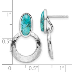 Rhodium-plated Sterling Silver Reconstituted Turquoise Drop Post Earrings