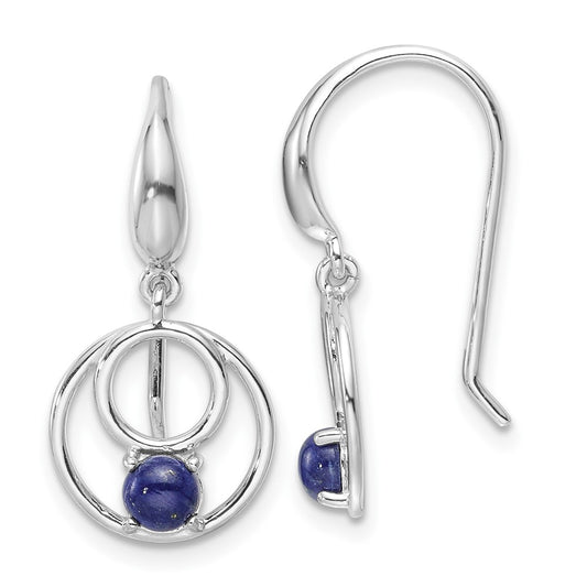 Rhodium-plated Sterling Silver Lapis Lazuli Dangle Earrings