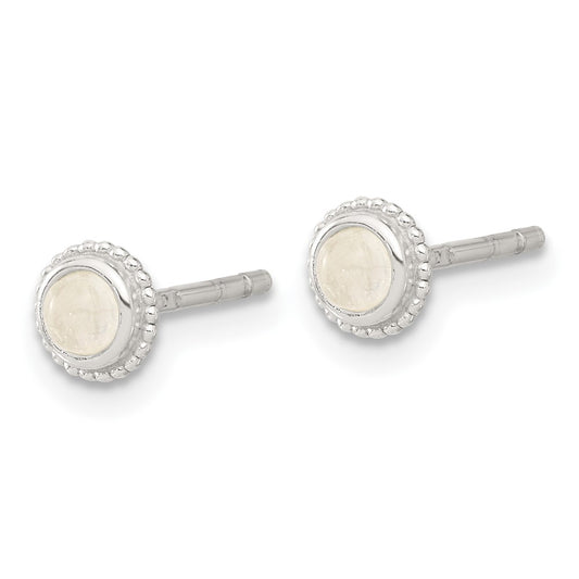 Sterling Silver E-coated Moonstone Post Earrings