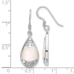 Rhodium-plated Sterling Silver Polished Teardrop Mother of Pearl Earrings