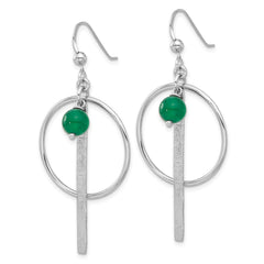 Sterling Silver Green Onyx Circle and Bar Dangle Earrings