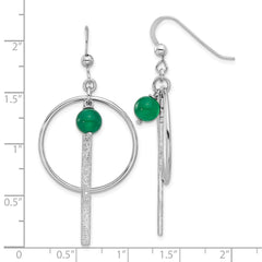 Sterling Silver Green Onyx Circle and Bar Dangle Earrings