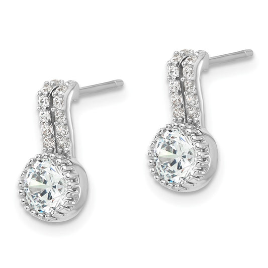 Rhodium-plated Sterling Silver CZ Post Earrings