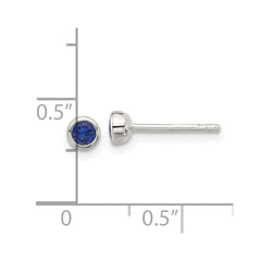 Sterling Silver E-coated Dark Blue CZ Post Earrings