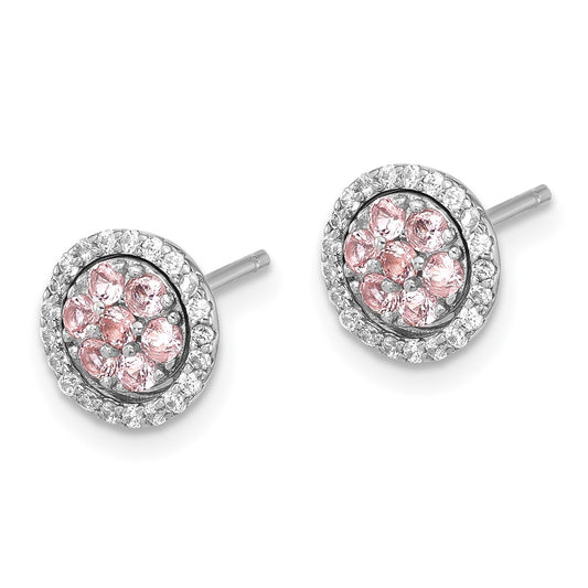 Rhodium-plated Sterling Silver Nano Crystal with CZ Jacket Post Earrings