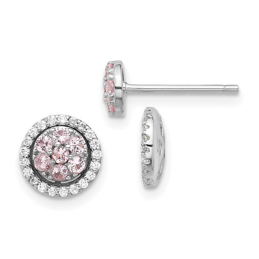 Rhodium-plated Sterling Silver Nano Crystal with CZ Jacket Post Earrings