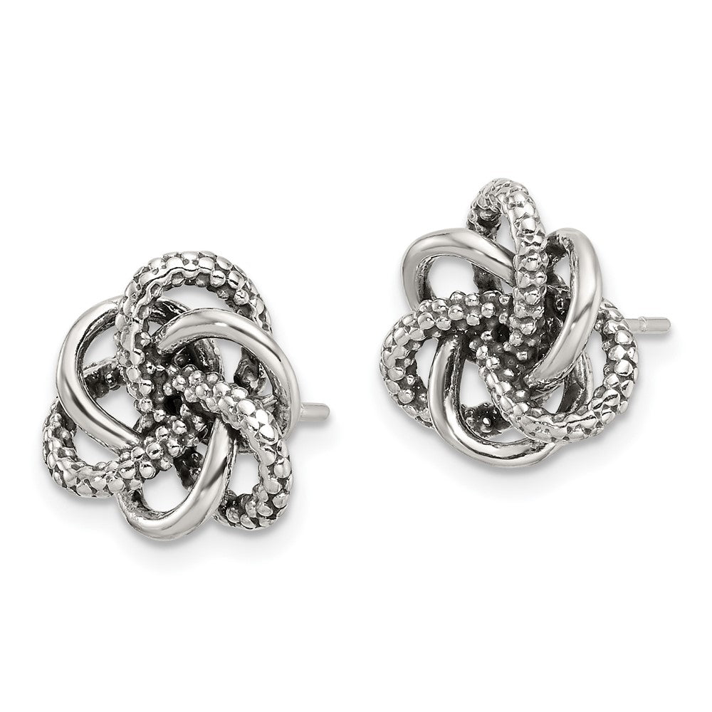 Sterling Silver Antiqued and Polished Love Knot Post Earrings