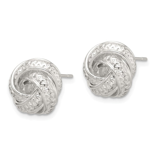 Sterling Silver Polished and Textured Love Knot Post Earrings