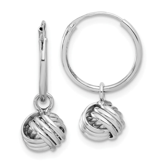 Rhodium-plated Sterling Silver Love Knot Dangle Eternity Hoop Earrings