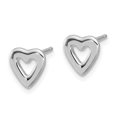 Rhodium-plated Sterling Silver Open Heart Post Earrings