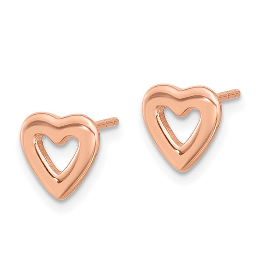 Rose Gold-plated Sterling Silver Open Heart Post Earrings