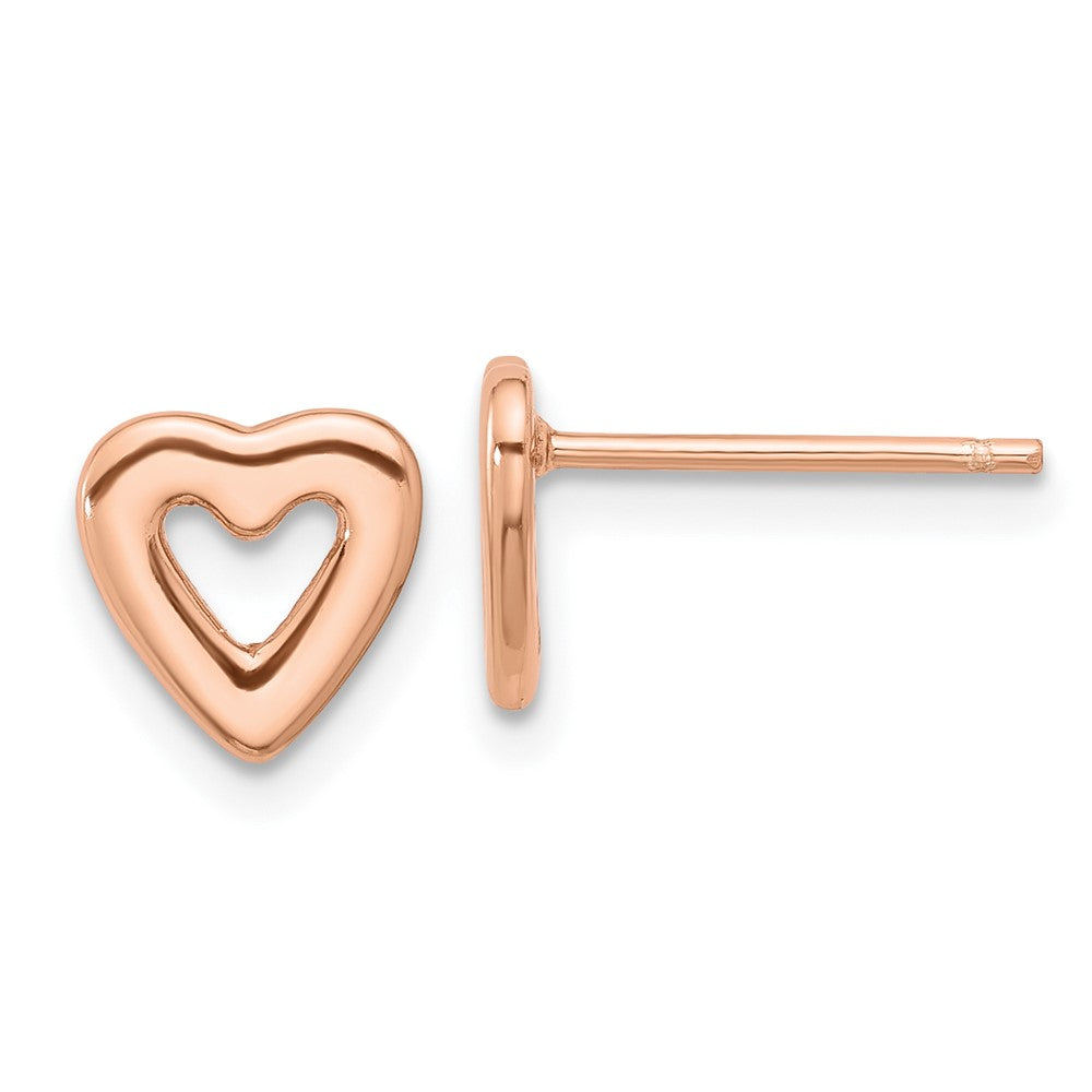 Rose Gold-plated Sterling Silver Open Heart Post Earrings