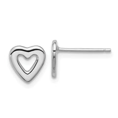 Rhodium-plated Sterling Silver Open Heart Post Earrings