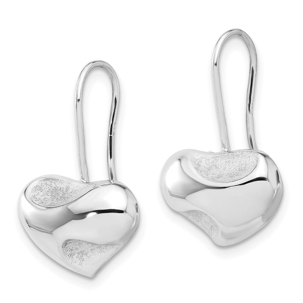 Rhodium-plated Silver Polished Abstract Heart Wire Earrings