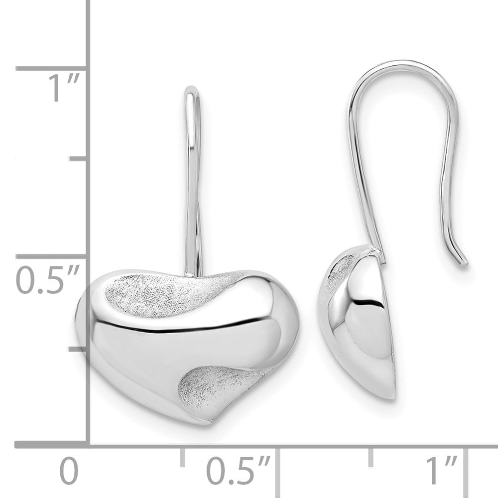 Rhodium-plated Silver Polished Abstract Heart Wire Earrings