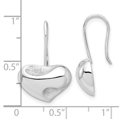 Rhodium-plated Silver Polished Abstract Heart Wire Earrings