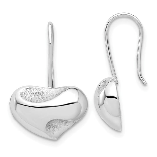 Rhodium-plated Silver Polished Abstract Heart Wire Earrings