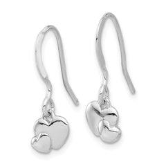 Sterling Silver Hearts Dangle Earrings