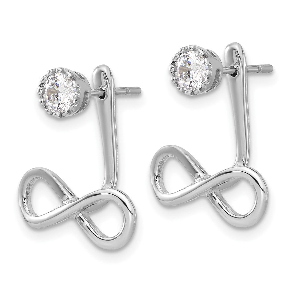 Sterling Silver Drop Infinity Jacket CZ Post Earrings