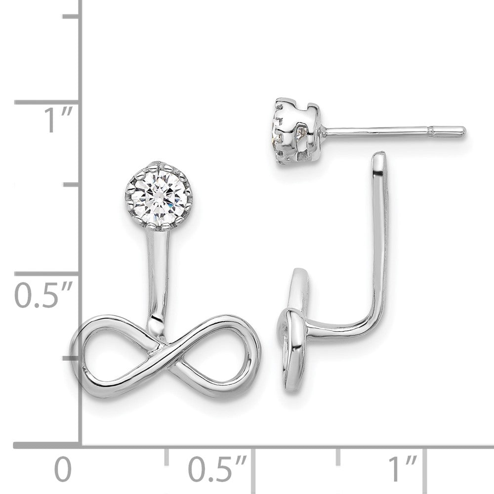 Sterling Silver Drop Infinity Jacket CZ Post Earrings