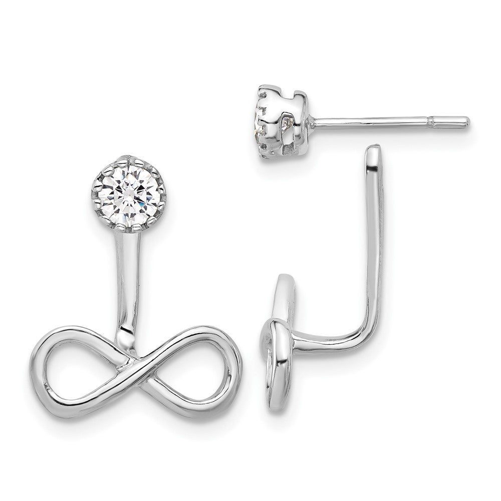 Sterling Silver Drop Infinity Jacket CZ Post Earrings