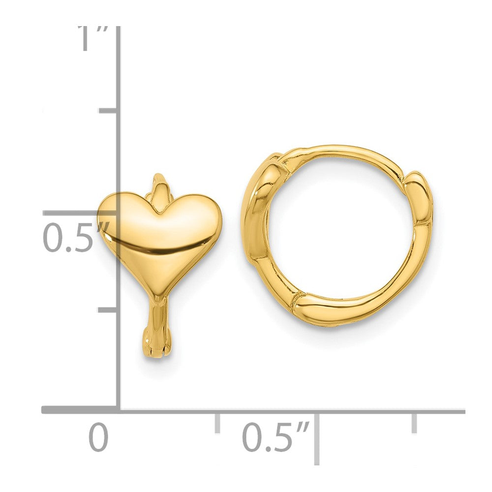 Yellow Gold-plated Sterling Silver Heart Hinged Hoop Earrings