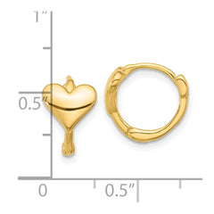 Yellow Gold-plated Sterling Silver Heart Hinged Hoop Earrings